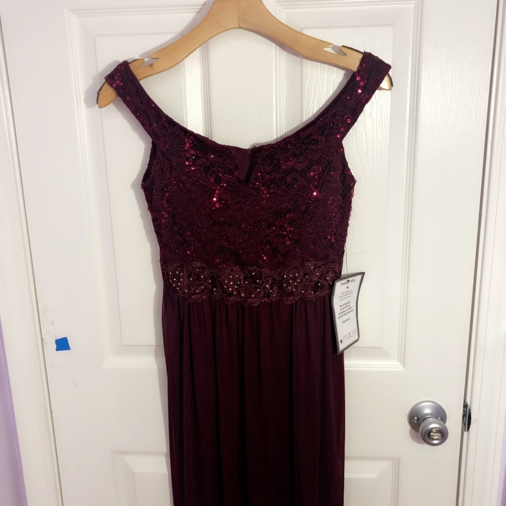 Burgundy Sequin Prom Dress